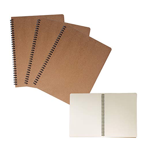 zmybcpack 3 Pack Spiral Journal Notebook Blank Sketch Notebooks for Travelers, College Students, Subject Notebooks Planner - 8 x 10.5 inch, 60 Unlined Perforated Sheets/120 Pages - size: 8 x 10.5"(3pack blank)