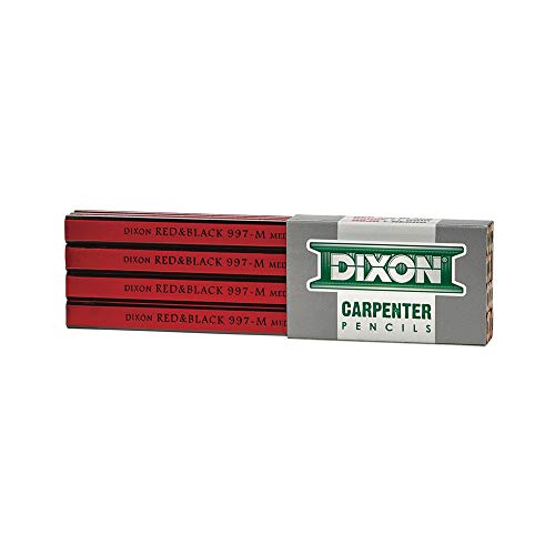 Dixon ORIOLE CARPENTER PENCIL, MEDIUM, BLACK LEAD, RED BARREL, DOZEN - style: Medium
