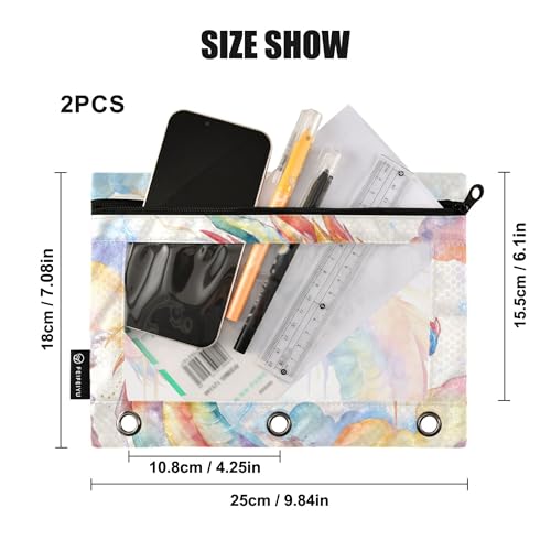 Evil Dragon Binder Pouches 3 Ring for Boys Girls School Office College Supplies Dinosaur Volcano Pencil Pouches Case Bag with Clear Window and Zipper 2 Pack - color: Fire Dragon