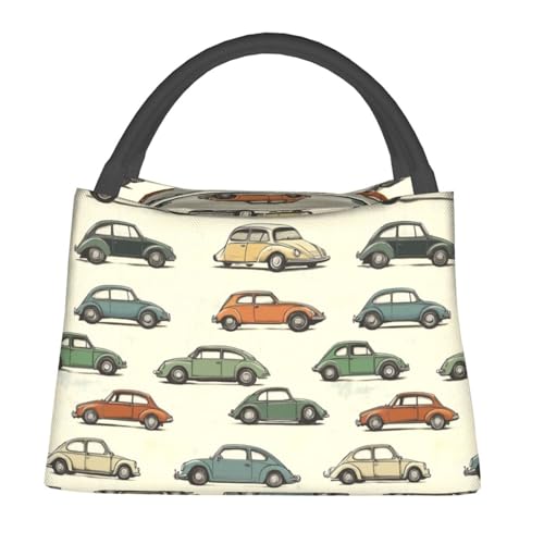 Vintage Car Reusable Lunch Box, Lunchbox for Boys Girls Women, Insulated Lunchbag, 11in*6.3in*6.7in, Gifts Makeup Bag, Portable Handbag for School Picnic Work Travel Beach or Hiking - color: Car