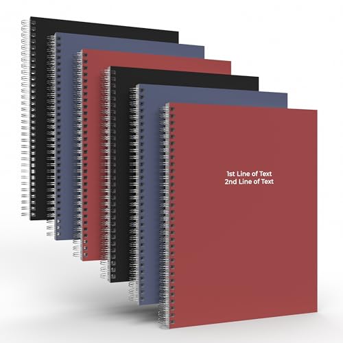 Custom Spiral Notebook Journals with Professional Colored Covers - 6 Pack of 8.5" x 11" – College Ruled, Hard Cover, 50 Sheets Per Book – For Journaling, Office, School Supplies, etc. - color: Professional Colors, size: 8.5" x 11"