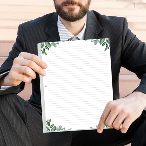 A4 Lined Refill Paper, 3-Hole Punched Ruled Filler Paper, 100Sheets / 200Pages Loose-Leaf Line Paper, 100gsm White Paper, 8.5'' x 11'', Leaf - size: 100 Sheets, style: 3-Hole