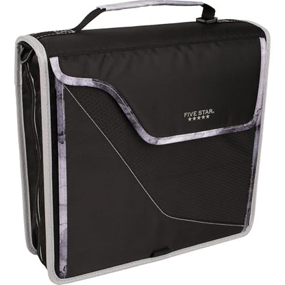 Five Star Zipper Binder, 3 Inch 3-Ring Binder with D Rings, Removable Padded Case, 5-Tab Expanding File and Multi-Use Strap, 850 Sheet Capacity, Black/Gray (29296IT8) - color: Black/Gray, size: 3 Inch