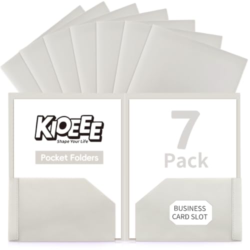Plastic Folders with Pockets (7 Pack,Sweet Colors),Fit Letter Size Paper,Durable Heavy Duty,2-Pocket Folder for School Office or Home,Durable Acid-Free Poly,Back to School Supplies (7, Brown) - color: Brown