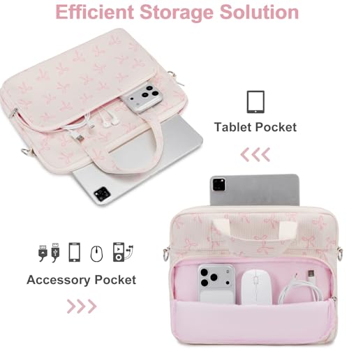 Octsky Tablet Bag Kids Tablet Carrying Bag with Shoulder Strap, Soft Lining, Bowknot Beige - color: Corduroy Bowknot Beige