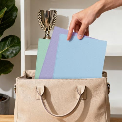 Plastic andPockets and Prongs,2-Pocket and3 Fasteners, Pastel Folders Holds 8-1/2" x 11" Paper for School/Office/Home, 6 Packs - color: Gray-green, size: 6-Pack