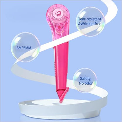 19.69ft Correction Tape Pen, 5-Count Pack, Dry Instantly, Stretch Resistant, not Easy to Break, as Smooth as Writing, Perfect for School, Office Supplies, Black White Red Yellow Blue - size: 1 Count (Pack of 5)