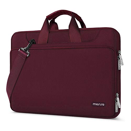 MOSISO 360 Protective Laptop Bag 15.6 inch, 15-16 inch Computer Bag Compatible with MacBook Air 15 inch/Pro 16 inch, HP,Dell,Lenovo,Asus,Notebook, Laptop Carrying Case with Strap&Handle, Wine Red - color: Wine Red, size: 16 inch