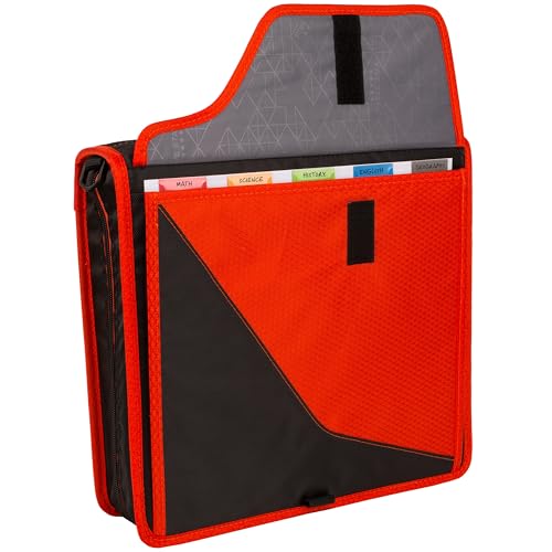 Five Star Zipper Binder, 3 Inch 3-Ring Binder with D Rings, Removable Padded Case, 5-Tab Expanding File and Multi-Use Strap, 850 Sheet Capacity, Red/Black (29296CE8) - color: Red/Black, size: 3 Inch