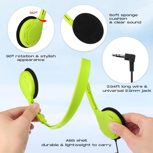 Yunsailing 10 Pack Bulk Over Ear Headphones Set On Ear Headsets Earphones with Adjustable Headband and 3.5mm Plug for Group Learning, Computer Lab, Library, Online Lesson (Macaron 10 Color) - color: Macaron 10 Color