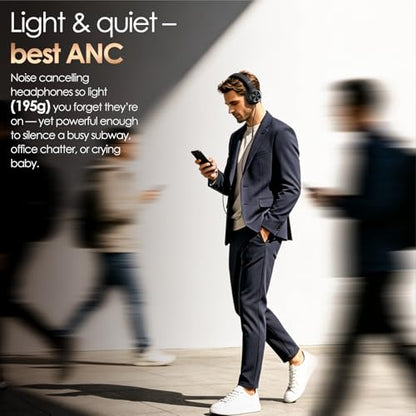 Active Noise Cancelling Headphones, USB C Headphones Wired Headphones Over Ear with HD Mic, Hi-Fi Stereo Sound, Big Bass, Portable Foldable Lightweigh Headphone for Airplane Trave/Office/Game/School