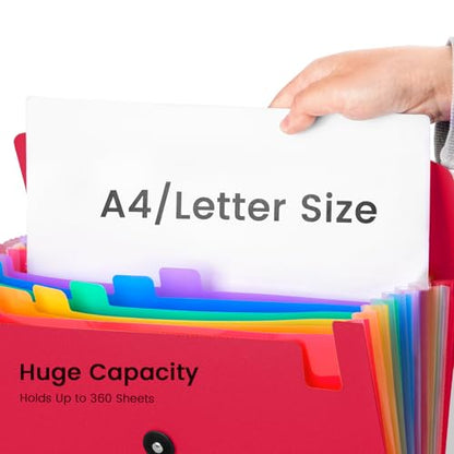 3 Pack Accordion File Organizer with Elastic Closure, 13 Pocket Expanding File Folder for Letter Size A4 Papers, Ideal for Home, Office Supplies, College Essentials - size: 3 Pack 13 Pocket