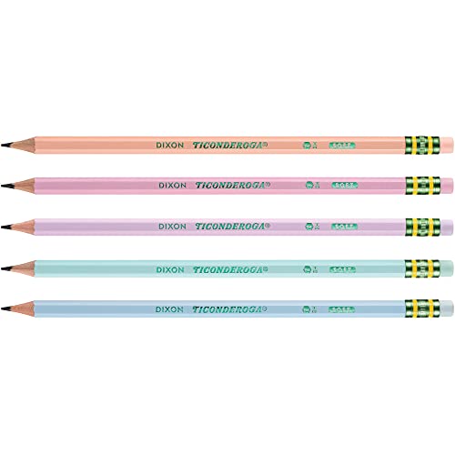 Ticonderoga Wooden Pencils, Pre-Sharpened, 2 HB Soft, Pastel Colors, 18 Count - style: 18 Count Pastel