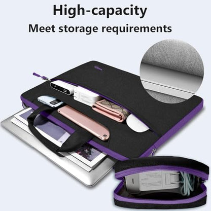 Hseok Laptop Shoulder Bag 15-15.6 inch Shockproof Water-Resistant HandBag with Small Case Compatible with MacBook Pro Neo 16" M5 M4 M3 M2 M1, Mac Pro Air 15", XPS 15/16, Most 15" 15.6" 16",BK-purple - color: Black-purple, size: 15"-15.6"