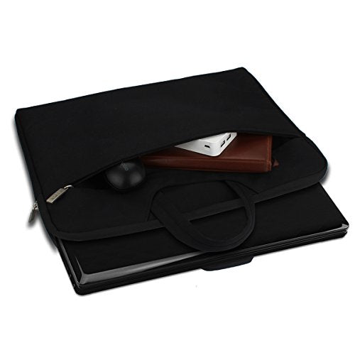 Arvok 13 13.3 14 Inch Water-Resistant Canvas Fabric Laptop Sleeve with Handle&Zipper Pocket/Notebook Computer Case/Ultrabook Carrying Bag for HP/Dell/Lenovo/A sus/Acer/Samsung, Black - color: Black, size: 13.3 inch