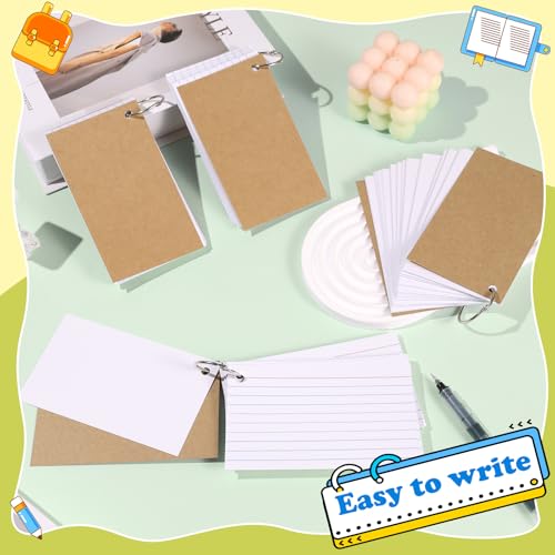 White Index Cards 3x5 Inch Flash Cards with Ring Lined Flashcards Heavyweight Note Cards for Studying School Supplies College, 200 Count - color: White, size: 3x5