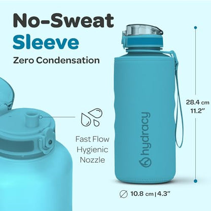 Hydracy 2L Large Water Bottle, 100% BPA Free Tritan Plastic, Leakproof, Zero Condensation, Motivational Timeline, Safe, Non-Toxic, Durable, Smart Design - color: Aqua Blue, size: 64 Ounces