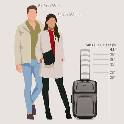 U.S. Traveler Rio Lightweight Softside Rolling Carry-on Suitcase, 2-Wheel Single, Grey - color: Grey, size: 21"