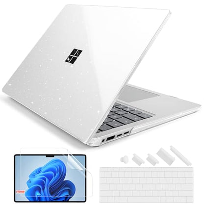 Batianda Glitter Case for Surface Laptop 13.8 Inch 2024-2026, Starry Clear | Fits Surface Laptop 7th/8th for Business, Subtle Glitter Mist Finish, 1.2mm Lightweight Ultra-Slim Hard Shell 4-in-1 Bundle - color: Bling Clear