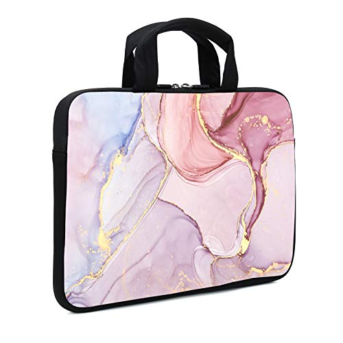 15.6" Laptop Sleeve 14" 15" 15.4" Chromebook Case Ultrabook Case Notebook Sleeves PC Messenger Bag (Pink Marble) - color: Pink Marble