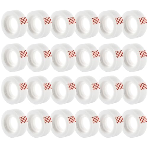 24 Rolls Invisible Tape Refills for Dispenser, 3/4 x 800 Inches | Matte Finish, Translucent, Bulk, 1 Inch Core, For Office School Home, Repairing Correction and Labeling, Gift Wrap Tape