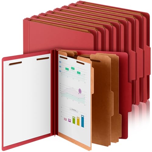 Skyygemm 24 Pcs Back to School Classification Folder Letter Size, 3 Divider Pressboard File Folder with Fastener, Expanding File Organizer Bulk for Teacher, Office Employee, Coworker, Staff (Red) - color: Red