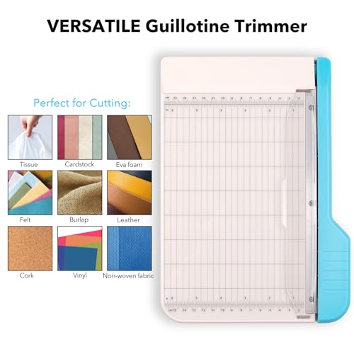 Briartw Professional 9" Guillotine Paper Trimmer & Craft Cutter - Precision Blade for Paper,Photos,Cardstock,Fabric,Leather with Self-Sharpening Blade, Inch/Cm Grid, Portable Paper Cutter for Crafting - color: Large (6.25"x9")