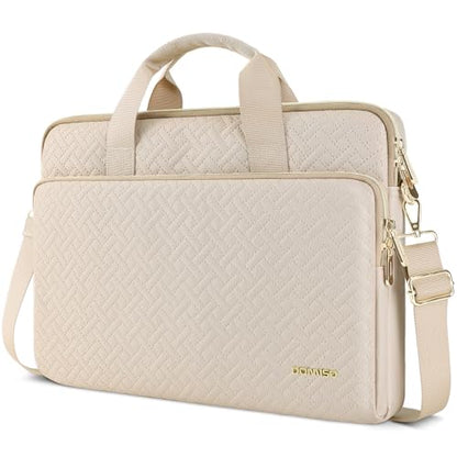DOMISO 15.6 inch Laptop Case Sleeve Protective Cover Compatible with MacBook Pro 16 M4 M3 M2/Pro Max,15.6-16 inch HP Dell ASUS Lenovo Chromebook,Waterproof Computer Bag with Shoulder Strap,Beige - color: Beige, size: 15.6 inch