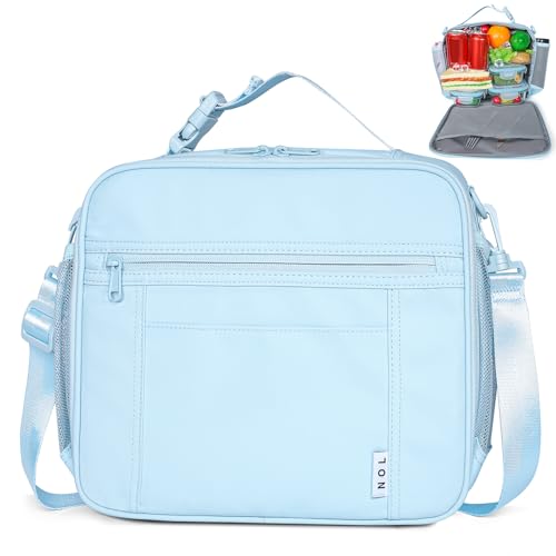 Lightweight Insulated Lunch Bag, Reusable Lunch Box 7L Cooler with Adjustable Shoulder Strap, Waterproof Zipper Lunch Bag for School & Work, Suitable for Men, Women and Kids - color: Light Blue, size: Horizontal (7 Liters)
