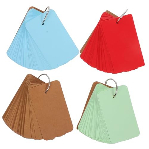 TEHAUX 4Pcs Blank Colored Ring Memo Notepad Portable Notepads for Easy Flash Cards and Study Notes