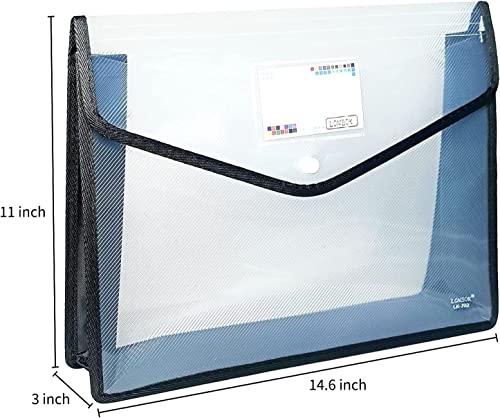 YoeeJob Plastic File Folders Legal Size 2 Pcs, Expandable Document Folder with Snap Button Closure, A4 Expanding File Wallet Envelopes Pouch with Label Pocket, Black&Blue - color: Black&blue, size: 2 Pack