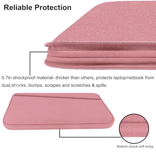 15.6 inch Laptop Case, Slim Computer Carrying Bag Protective Cover Briefcase with Front Pocket, Durable Laptop Sleeve for 15-16 Inch HP, Dell, Lenovo, Asus- Red Pink - color: Red Pink, size: 15.6 Inch