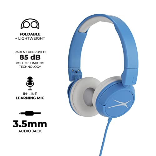 Altec Lansing Over The Ears Kids Headphones - Volume Limiting Technology for Developing Ears, Ages 6-9, Perfect for Learning from Home, Blue - style: Ages 6+
