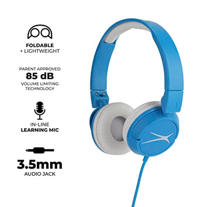 Altec Lansing Over The Ears Kids Headphones - Volume Limiting Technology for Developing Ears, Ages 6-9, Perfect for Learning from Home, Blue - style: Ages 6+