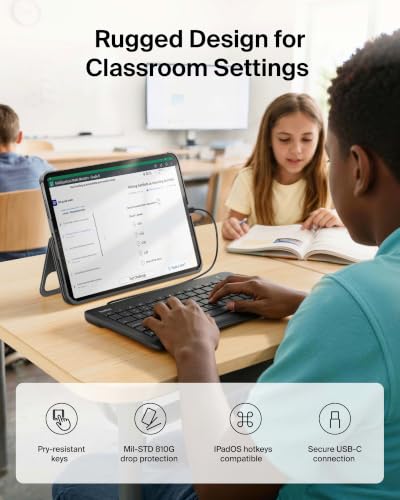 Belkin Wired Keyboard For Apple iPad With Lightning Cable - Works w/ Apple iPad, iPad Pro, iPad Mini, iPad Air Models with Lightning Port - Great for School Supplies - Keyboard With Full Size Keycaps - style: Lightning Connector Keyboard Only