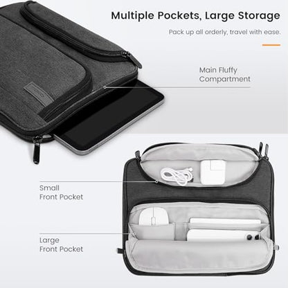 MoKo 13-14 Inch Laptop Sleeve Bag Fits New 13-inch Mac Air M5 & Mac Neo A18 Pro, 14" MacPro M5/M4/M3/M2/M1, 13" Mac Air, Polyester Bag with Double Pockets, Retractable Handle, Black & Gray - color: Black & Gray, style: 13-14 Inch