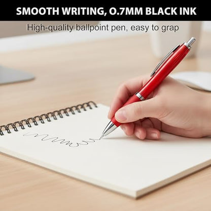 Personalized Business Pens with Logo - 100 Pack Bulk Retractable Pen - color: Red