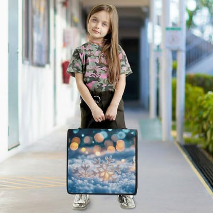 Christmas Snowflakes Lights Blue Zipper Binder 3 Ring 1.5 Inch School Binder Organizer with Shoulder Strap Handle File Folder Pockets Large Capacity Students Girl Boy Men Office Work - color: Christmas Snowflakes Lights Blue