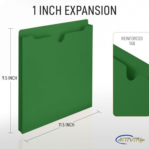 Green File Jackets, 1 Inch Expansion, Letter Size, Reinforced Straight-Cut Tab, 6 Pack - color: Green, style: 1 Inch Expansion