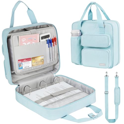 Zipper Binder 3 Ring, 700 Sheets Capacity, Binder 3 Inch with Shoulder Strap Fits 13 Inch Laptop for School and Office,Blue - color: Blue
