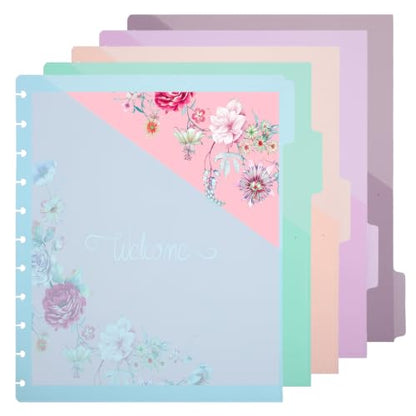 5 Pcs Discbound Dividers with Pockets and Tabs 11" x 9.5" Disc Notebook Binder Inserts Plastic Index Dividers Blank Index Divider for Planner Folder Office School (11 Holes)