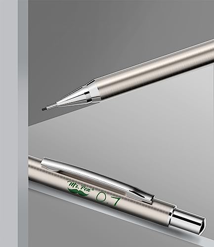 Mr. Pen- Metal Mechanical Pencil Set with Lead Refills & Erasers, 2 Pack | 0.7mm, 4x Tubes HB Lead Refill, 4x Eraser Refills for School Supplies, Note Taking, Drawing, Sketching, Office - style: 0.7mm