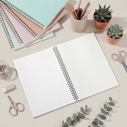 Fuutreo 6 Pack B5 Spiral Notebooks 10.5 x 7.45 Inch College Ruled Aesthetic Journal Kraft Hardcover 70 Sheets (140 Pages) Spiral Notebook for Office Students Work Journaling(Boho,Blue Green) - color: Boho