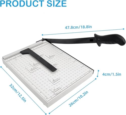 Paper Cutter for Cardstock Heavy Duty 12 inch, 12" Cut Length Guillotine Paper Trimmer for Cardstock Metal Base, for Home Office Classroom School