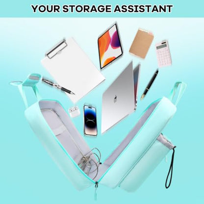 3 Inch D-Ring Zipper Binder Bag, 700 Sheet Capacity Multi-Pockets Organizer, 13 Inch Laptop Carrying Case with Bottle Holder& Shoulder Strap for School Office (Blue) - color: Ocean Blue