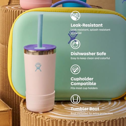 Hydro Flask Kids 12 Oz Tumbler with Lid and Straw for School - Insulated Stainless Steel in Cloud Pink - color: CLOUD PINK