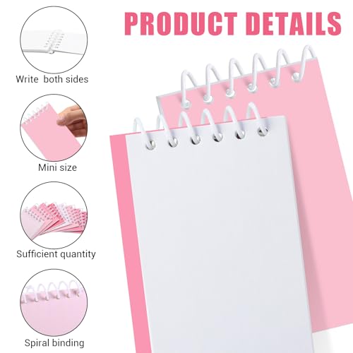 Epakh 24 Pcs Student Gift Bulk Pocket Spiral Notebook Memo Pads Mini Blank Pocket Notebooks 20 Sheets Per Notebook for School Classroom Home Office Nurses(Pink) - color: Pink