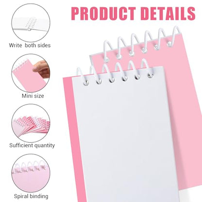 Epakh 24 Pcs Student Gift Bulk Pocket Spiral Notebook Memo Pads Mini Blank Pocket Notebooks 20 Sheets Per Notebook for School Classroom Home Office Nurses(Pink) - color: Pink