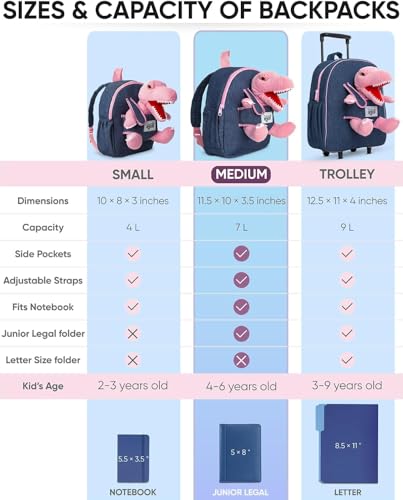 Pink Dinosaur Toys for Kids 5-7, Gifts for 5 Year Old Girls, 4 Year Old Girl Birthday Gift, Toddler Dinosaur Backpack - color: 02 Dinosaur Pink, style: Medium