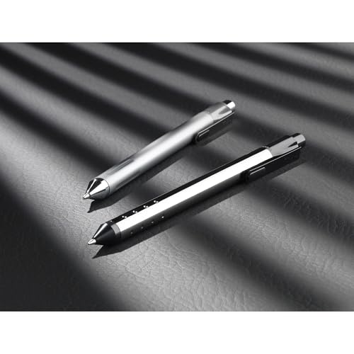 TUL® Fine Writing Solid Metal Barrel Ballpoint Pen With 2 Refills, Medium Point, 1.0 mm, Silver Barrel, Assorted Ink Colors